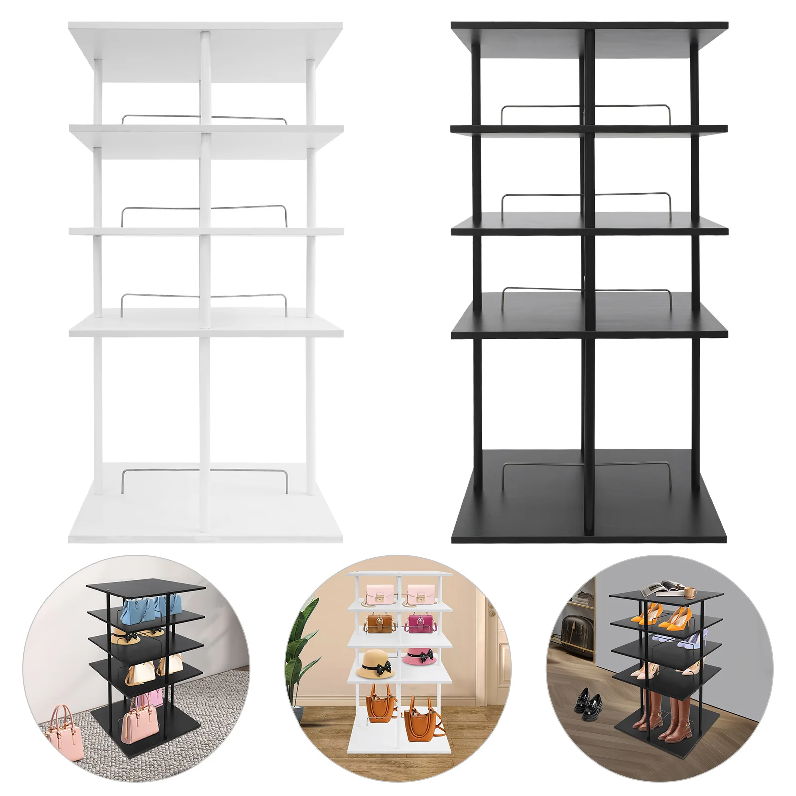 4-Layer Rotatable Shoe Rack For Storing Various Styles Of Shoes, Hats, Handbags - Black And White
4-Layer Rotatable Shoe Rack For Storing Various Styles Of Shoes, Hats, Handbags - Black And White
