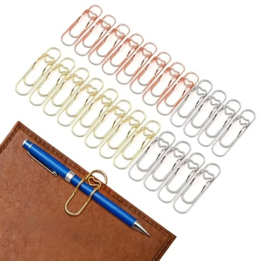 Metal Pen Holder Clips for Notebook - 24 Pcs Heart Shaped Pen Clips for Journals and Planners, Gold Silver Rose Gold
Metal Pen Holder Clips for Notebook - 24 Pcs Heart Shaped Pen Clips for Journals and Planners, Gold Silver Rose Gold