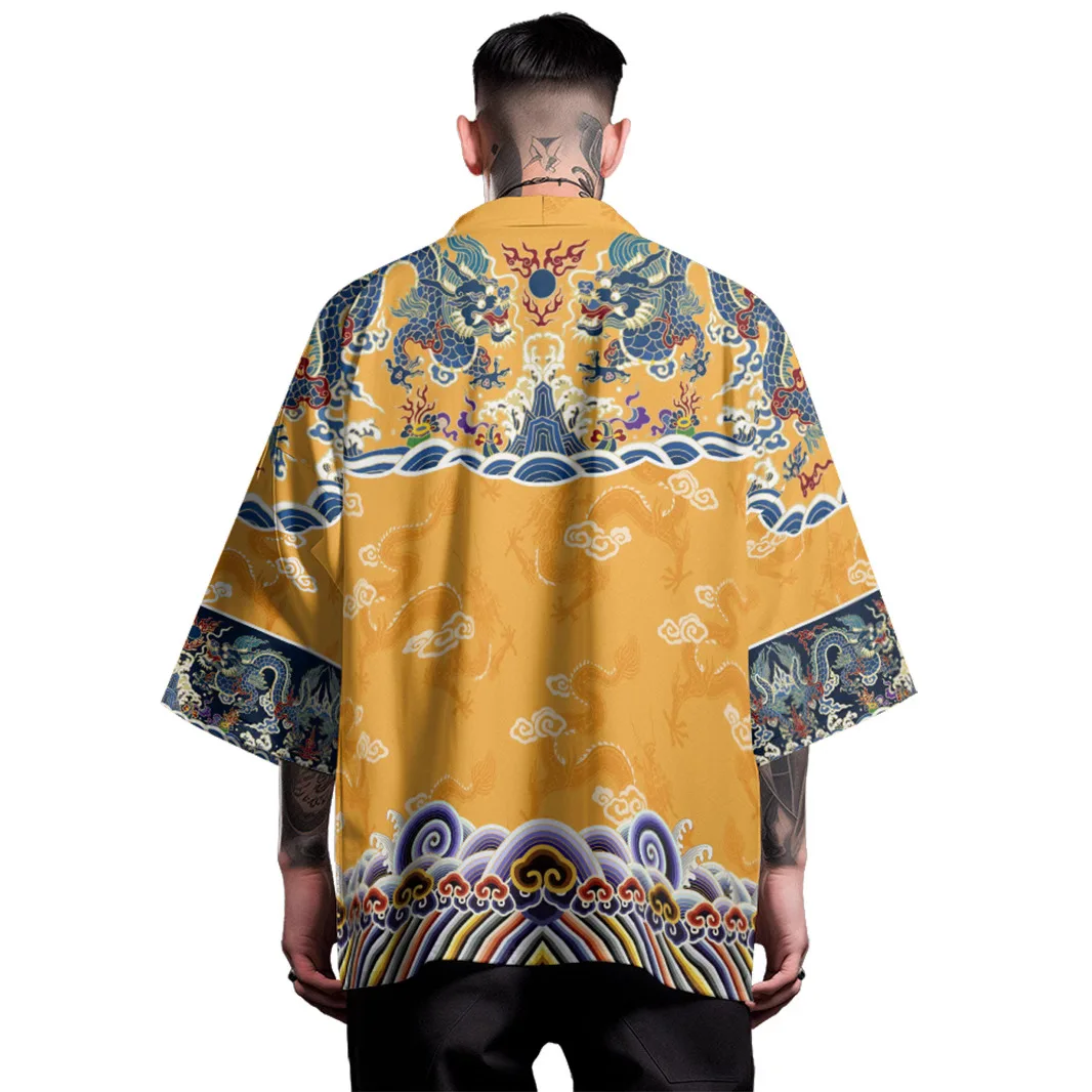 Vintage Style Traditional Dragon Print Yellow Kimono Men Women Cardigan Asian Clothing Beach Yukata Japanese Samurai Haori
Vintage Style Traditional Dragon Print Yellow Kimono Men Women Cardigan Asian Clothing Beach Yukata Japanese Samurai Haori