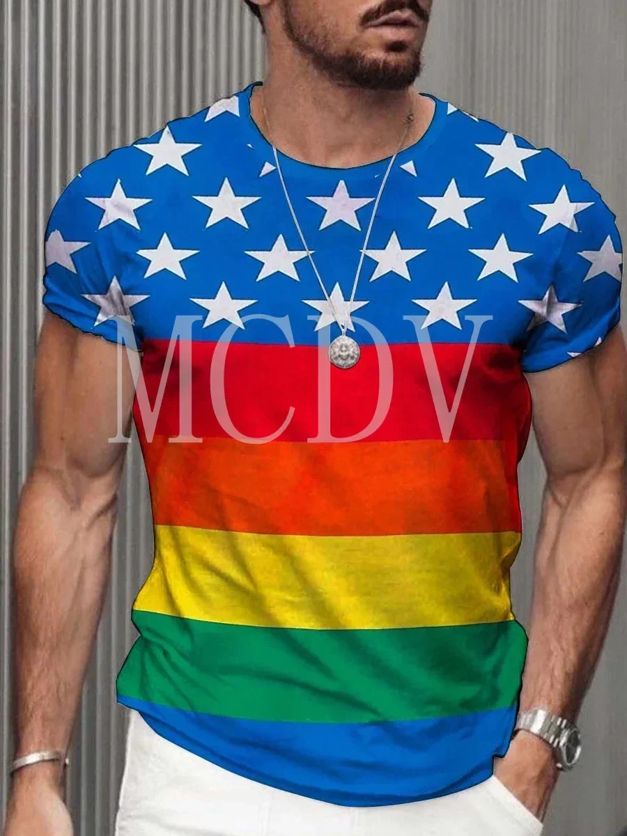 2023 Summer Men's Printed Casual Crew Neck Short Sleeve T-Shirt Rainbow Flag3D Printed T Shirt
2023 Summer Men's Printed Casual Crew Neck Short Sleeve T-Shirt Rainbow Flag3D Printed T Shirt