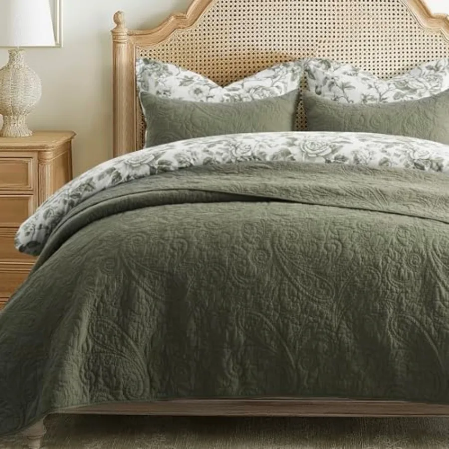 EVERGRACE 100% Cotton Paisley Quilt Set, Size 3 Pcs Set Prewashed Lightweight Bedspread with 2 Shams, Soft and Breathable Matel
EVERGRACE 100% Cotton Paisley Quilt Set, Size 3 Pcs Set Prewashed Lightweight Bedspread with 2 Shams, Soft and Breathable Matel