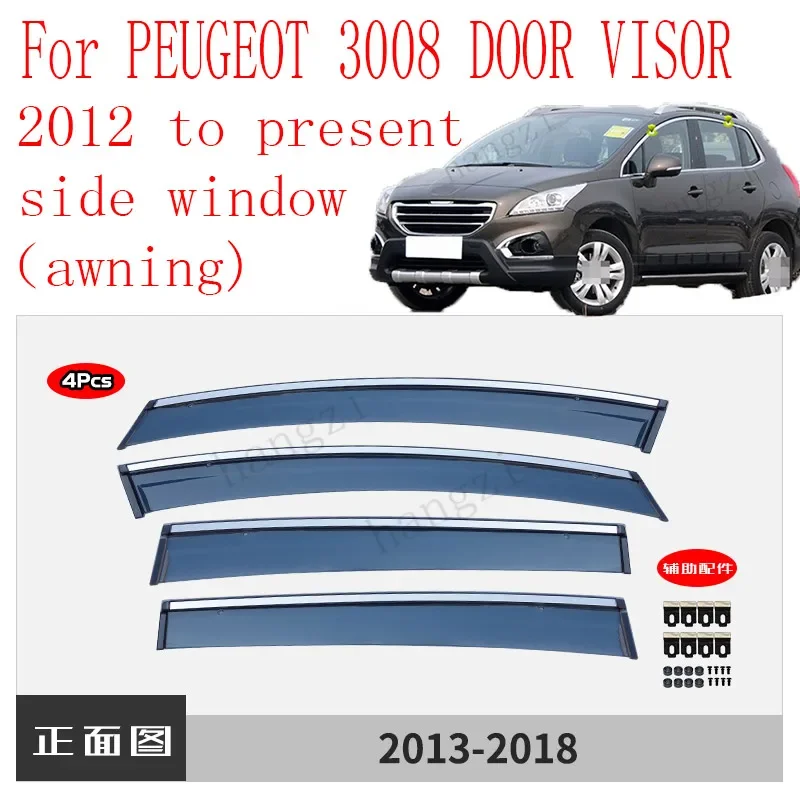 For Peugeot 3008 windows (awning and awning) 3008 DOOR VISOR stainless steel bright strip side window visor 2012 to present
For Peugeot 3008 windows (awning and awning) 3008 DOOR VISOR stainless steel bright strip side window visor 2012 to present