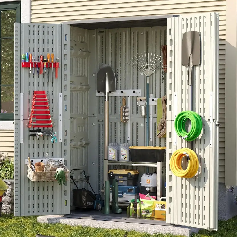 Outdoor Resin Storage Shed with Floor, Waterproof Plastic Cabinet, Lockable Door for Patio, Garden Tools, Lawn, Grey & White
Outdoor Resin Storage Shed with Floor, Waterproof Plastic Cabinet, Lockable Door for Patio, Garden Tools, Lawn, Grey & White