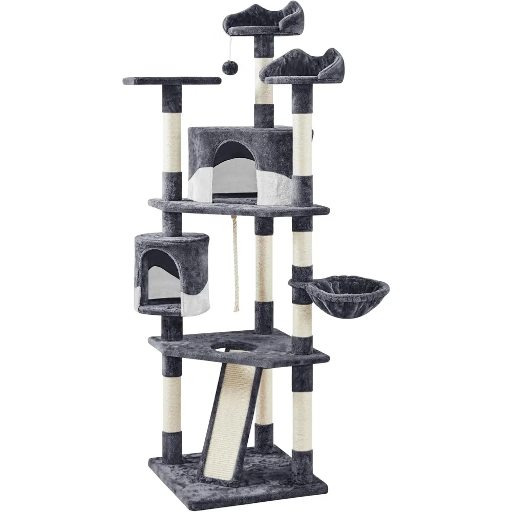 79in Multi-Level Cat Trees Indoor Cat Tower with Sisal-Covered Scratching Posts, Plush Perches and Condo for Kittens,
79in Multi-Level Cat Trees Indoor Cat Tower with Sisal-Covered Scratching Posts, Plush Perches and Condo for Kittens,