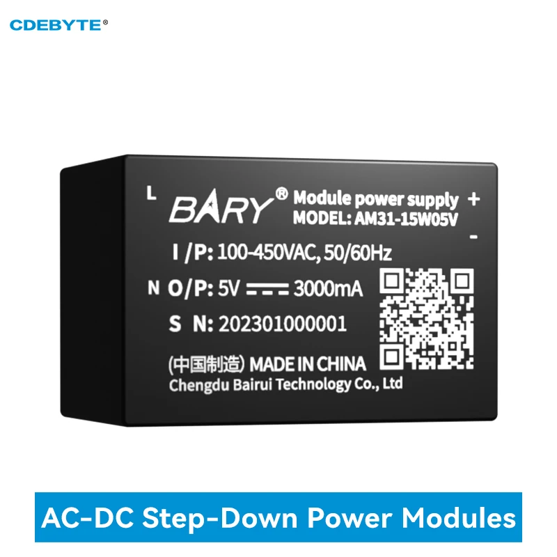 Модуль понижающего источника питания AC-DC CDEBYTE AM31-15W05V Сверхнизкая мощность с низкой пульсацией Вход 85-450 В Выход 5 В 2400 мА
Модуль понижающего источника питания AC-DC CDEBYTE AM31-15W05V Сверхнизкая мощность с низкой пульсацией Вход 85-450 В Выход 5 В 2400 мА