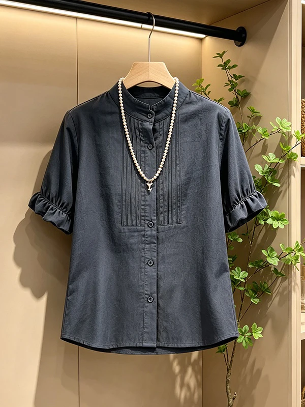 Fashionable Single-Button Short-Sleeve Shirt Women's plus Size Blue Summer New Style Versatile Korean Loose Fit Breathable
Fashionable Single-Button Short-Sleeve Shirt Women's plus Size Blue Summer New Style Versatile Korean Loose Fit Breathable