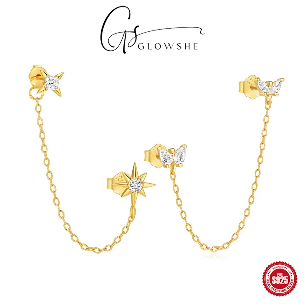 Glowshe 925 Sterling Silver Zircon Star Bow Chain Earrings For Birthday Party Designer Fine Jewelry Elegant Luxury Jewelry Gift
Glowshe 925 Sterling Silver Zircon Star Bow Chain Earrings For Birthday Party Designer Fine Jewelry Elegant Luxury Jewelry Gift