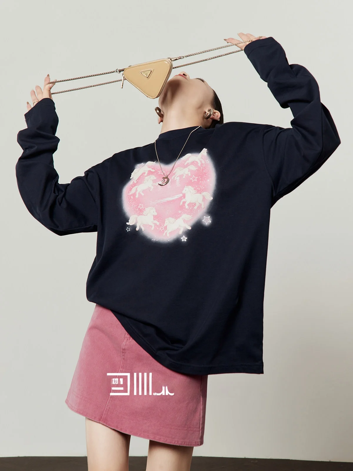 Loose Long Sleeve Navy Blue T-Shirt Women's Pink Heart Casual Style Cotton Print Fashionable Spring 2026 New Arrival
Loose Long Sleeve Navy Blue T-Shirt Women's Pink Heart Casual Style Cotton Print Fashionable Spring 2026 New Arrival
