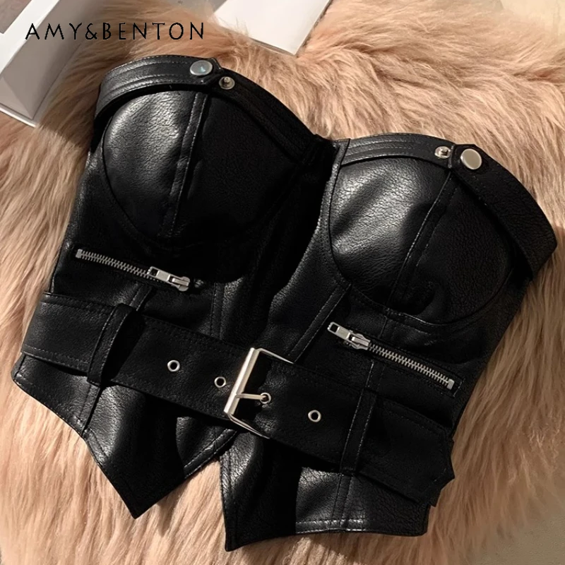 European American Hot Girls Sexy Sweet Cool Women's Leather Tube Top Sling Original New Models Black 2025 Summer Vest Ladies
European American Hot Girls Sexy Sweet Cool Women's Leather Tube Top Sling Original New Models Black 2025 Summer Vest Ladies