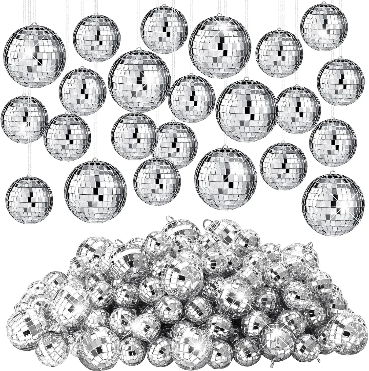 100 Pcs Mirror Disco Balls Bulk Assorted Silver Hanging Disco Ball Decor for Home Wedding Birthday
100 Pcs Mirror Disco Balls Bulk Assorted Silver Hanging Disco Ball Decor for Home Wedding Birthday