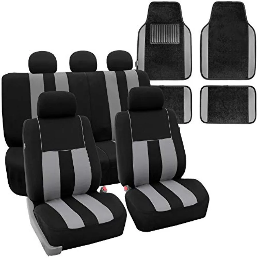 Universal car seat covers set with airbag and split compatibility, gray/black striped polyester fabric for cars, trucks, SUVs i
Universal car seat covers set with airbag and split compatibility, gray/black striped polyester fabric for cars, trucks, SUVs i