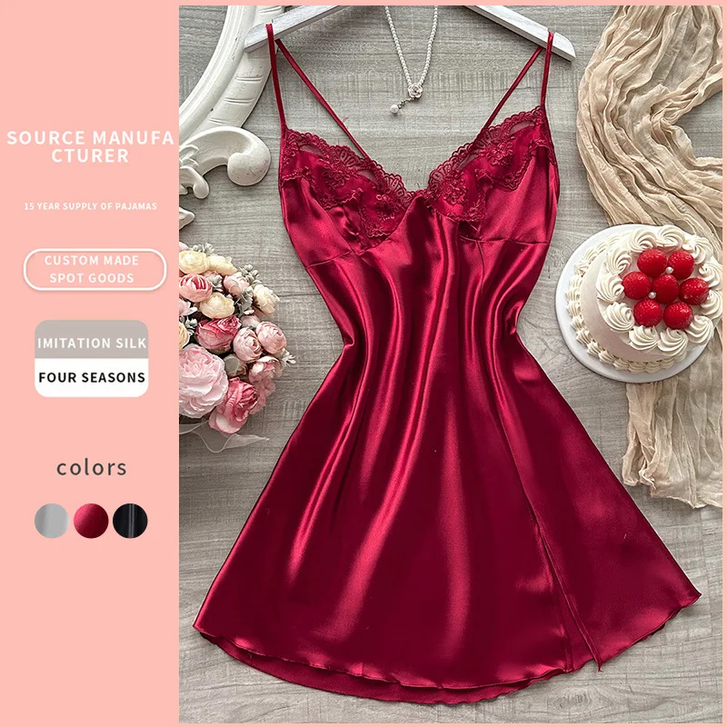 Womens Lace Satin Nightgown Lady Sexy Strap Night Dress Summer Nighties Sleeveless Sleepwear Nightwear Sleep Gown
Womens Lace Satin Nightgown Lady Sexy Strap Night Dress Summer Nighties Sleeveless Sleepwear Nightwear Sleep Gown