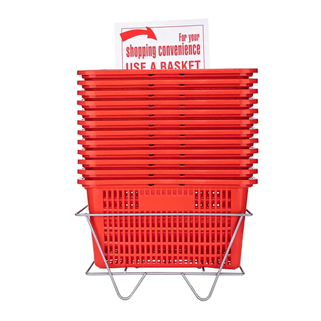 Red Shopping Baskets With Stand Set Of Twelve Basket Dimension Eight And A Half Inches High Twelve Inches Wide Seventeen Inches
Red Shopping Baskets With Stand Set Of Twelve Basket Dimension Eight And A Half Inches High Twelve Inches Wide Seventeen Inches