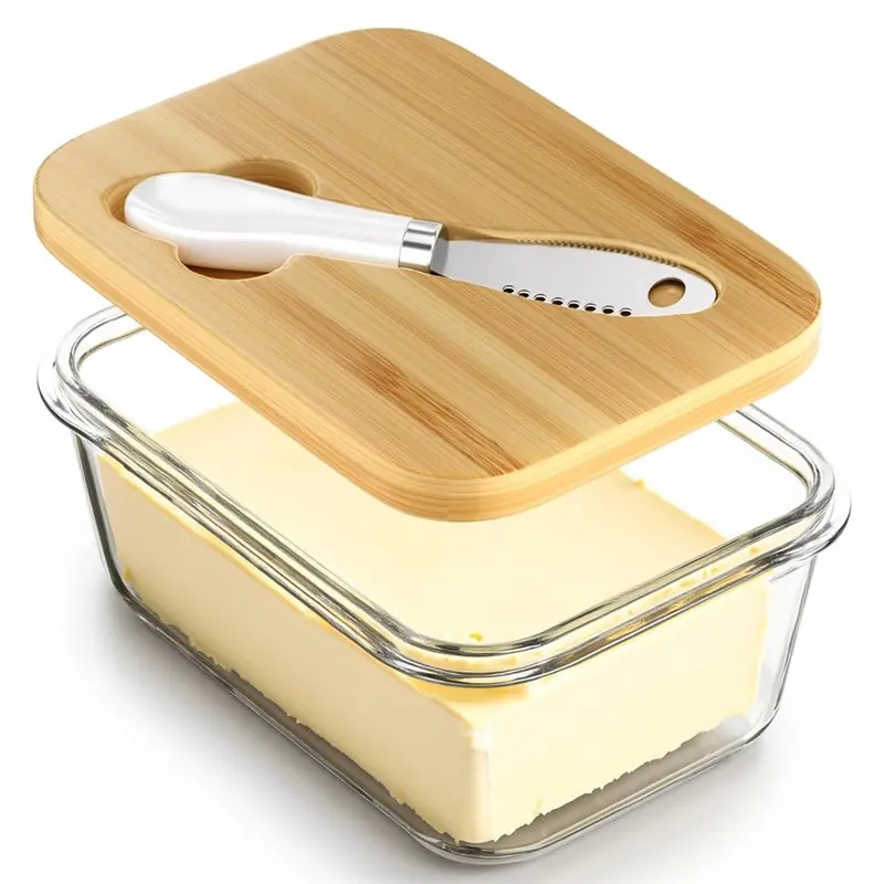 TFTP-Glass Butter Dish With Bamboo Lid And Knife, Airtight Seal For Freshness, Ideal For Countertop And Refrigerator Storage
TFTP-Glass Butter Dish With Bamboo Lid And Knife, Airtight Seal For Freshness, Ideal For Countertop And Refrigerator Storage