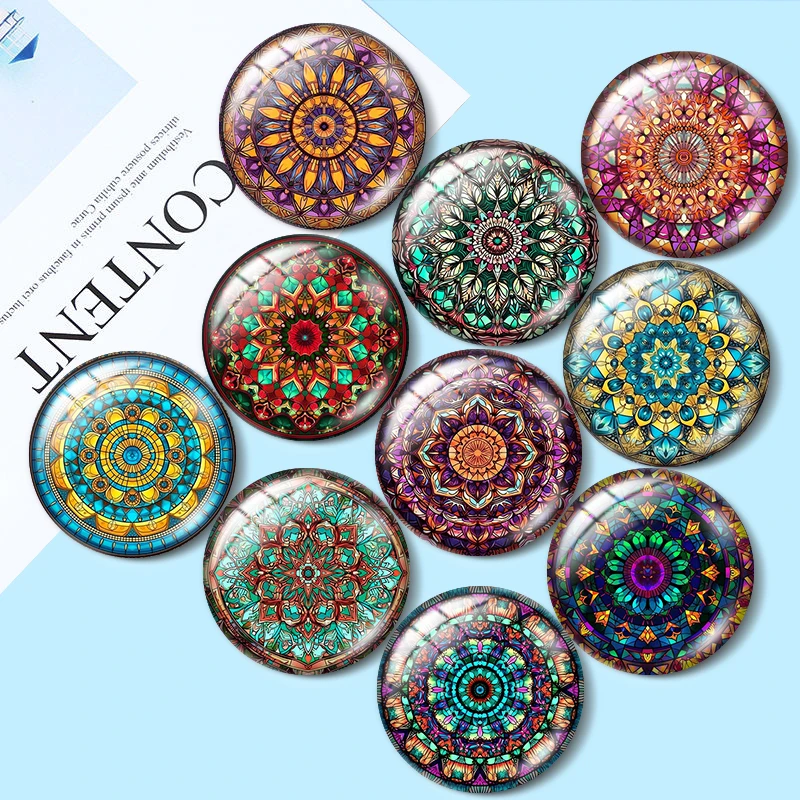 Colorful mandala pattern 10pcs 12mm/18mm/20mm/25mm Round photo glass cabochon demo flat back Making findings
Colorful mandala pattern 10pcs 12mm/18mm/20mm/25mm Round photo glass cabochon demo flat back Making findings