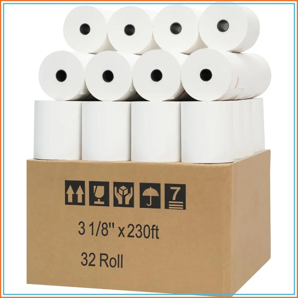 3 1/8" x 230' Thermal Receipt Paper Rolls, 32 Rolls/Case, Premium Quality
3 1/8" x 230' Thermal Receipt Paper Rolls, 32 Rolls/Case, Premium Quality