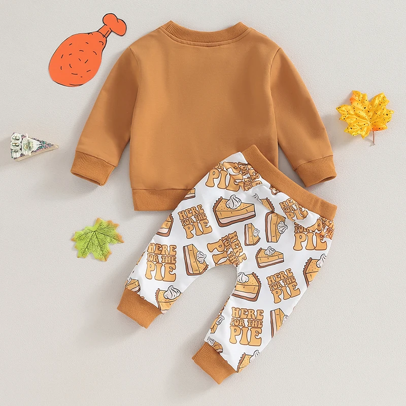 Toddler Thanksgiving Outfit 2pcs Baby Boy Girl Sweatsuit Letter Print Long Sleeve Sweatshirt Pie Print Pants
Toddler Thanksgiving Outfit 2pcs Baby Boy Girl Sweatsuit Letter Print Long Sleeve Sweatshirt Pie Print Pants