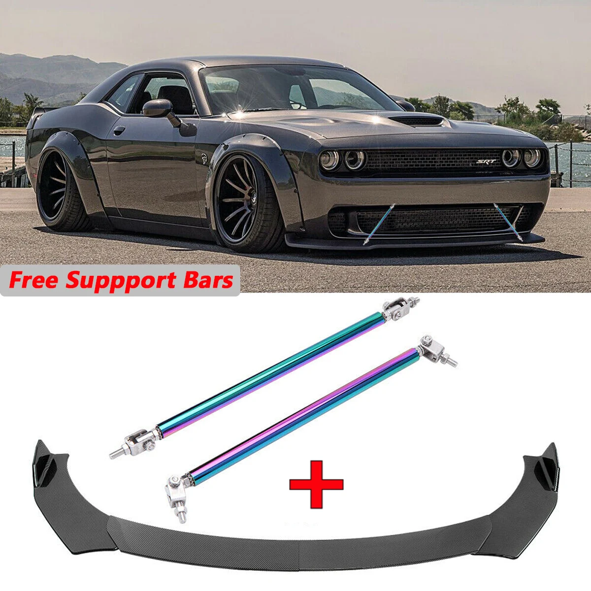 4PCS Front Bumper Lip Side Spoiler Splitter Chin Body Kit w/ Support Strut Bars For Dodge Challenger SRT SXT RT Car Accessories
4PCS Front Bumper Lip Side Spoiler Splitter Chin Body Kit w/ Support Strut Bars For Dodge Challenger SRT SXT RT Car Accessories