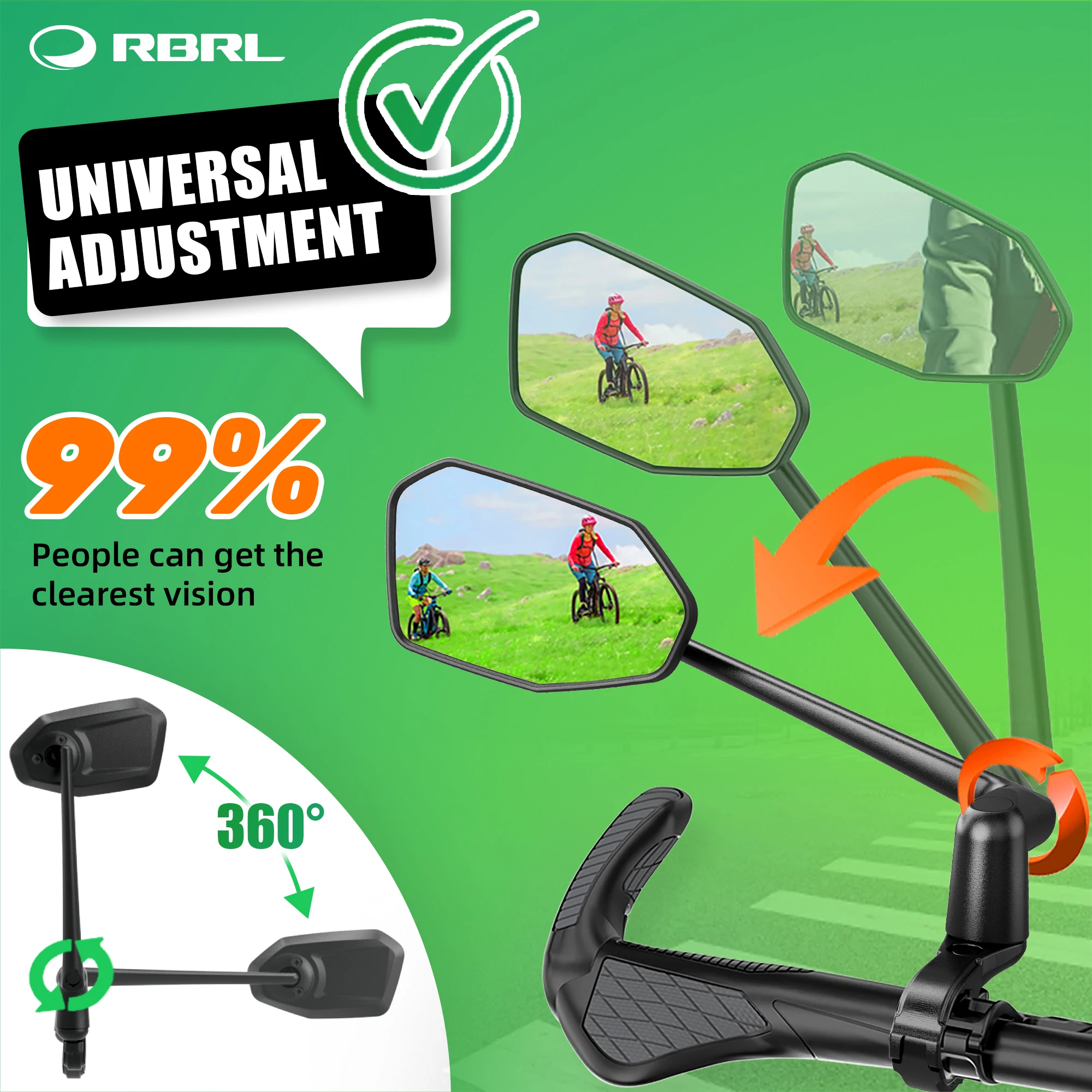 RBRL Bicycle Handlebar Rearview Mirror Electric Bike Mirror 360 Rotatable Extended Alloy Mirror Arm for Road Mountain Cycling
RBRL Bicycle Handlebar Rearview Mirror Electric Bike Mirror 360 Rotatable Extended Alloy Mirror Arm for Road Mountain Cycling