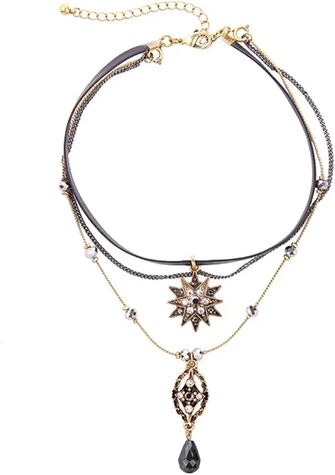 Hip Hop Black Tiered Rope Chain Necklaces Crystal Flower Droplet Tassels Necklace for Women Anniversary Party Jewelry Gift
Hip Hop Black Tiered Rope Chain Necklaces Crystal Flower Droplet Tassels Necklace for Women Anniversary Party Jewelry Gift