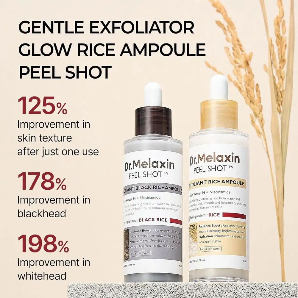 Dr. Melaxin White And Black Rice Exfoliating Hydrating Essence Moisturizing Gentle Exfoliation Soften Serum Skin Care 
Dr. Melaxin White And Black Rice Exfoliating Hydrating Essence Moisturizing Gentle Exfoliation Soften Serum Skin Care