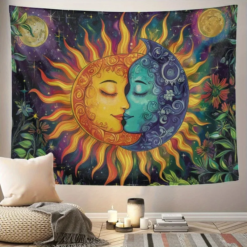 1 Piece Vintage Boho Sun and Moon Tapestry Wall Hanging - Floral and Celestial Design Hippie Style Decor for Bedroom Living Room
1 Piece Vintage Boho Sun and Moon Tapestry Wall Hanging - Floral and Celestial Design Hippie Style Decor for Bedroom Living Room