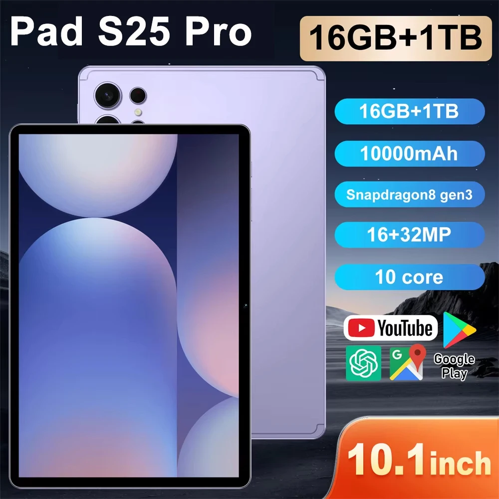 NEW Original Pad S25 Pro Tablet PC 10.1inch Android 15 Global Version Snapdragon 8 Gen3 16GB+1TB 10000mAh 5G Dual SIM WIFI Tab
NEW Original Pad S25 Pro Tablet PC 10.1inch Android 15 Global Version Snapdragon 8 Gen3 16GB+1TB 10000mAh 5G Dual SIM WIFI Tab