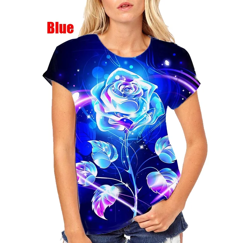Fashion Women's Rose Flower Printed T-shirt Soft and Comfortable Thin Loose Cute Top Shirt
Fashion Women's Rose Flower Printed T-shirt Soft and Comfortable Thin Loose Cute Top Shirt
