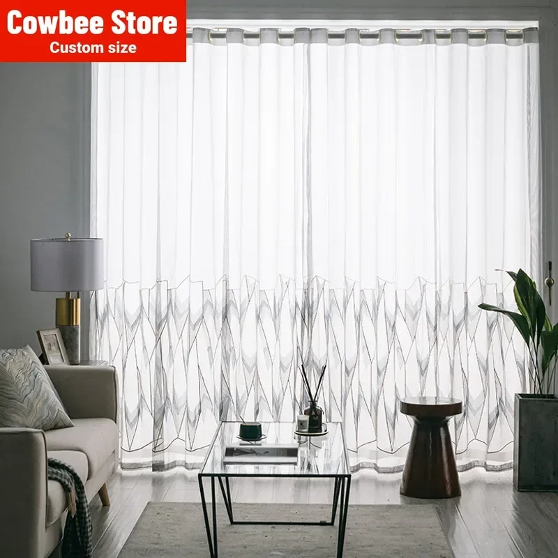 Embroidery Curtains Modern Simple Geometric Pattern Curtains White Light Floor Curtains Floating Window
Embroidery Curtains Modern Simple Geometric Pattern Curtains White Light Floor Curtains Floating Window