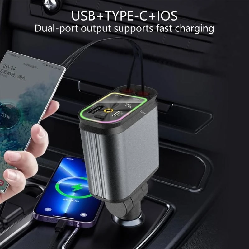 Retractable Car Charging Adapter with Light for 16 15 14 120W USB C Phone Fast Car with Cord USB Ports D7YA
Retractable Car Charging Adapter with Light for 16 15 14 120W USB C Phone Fast Car with Cord USB Ports D7YA