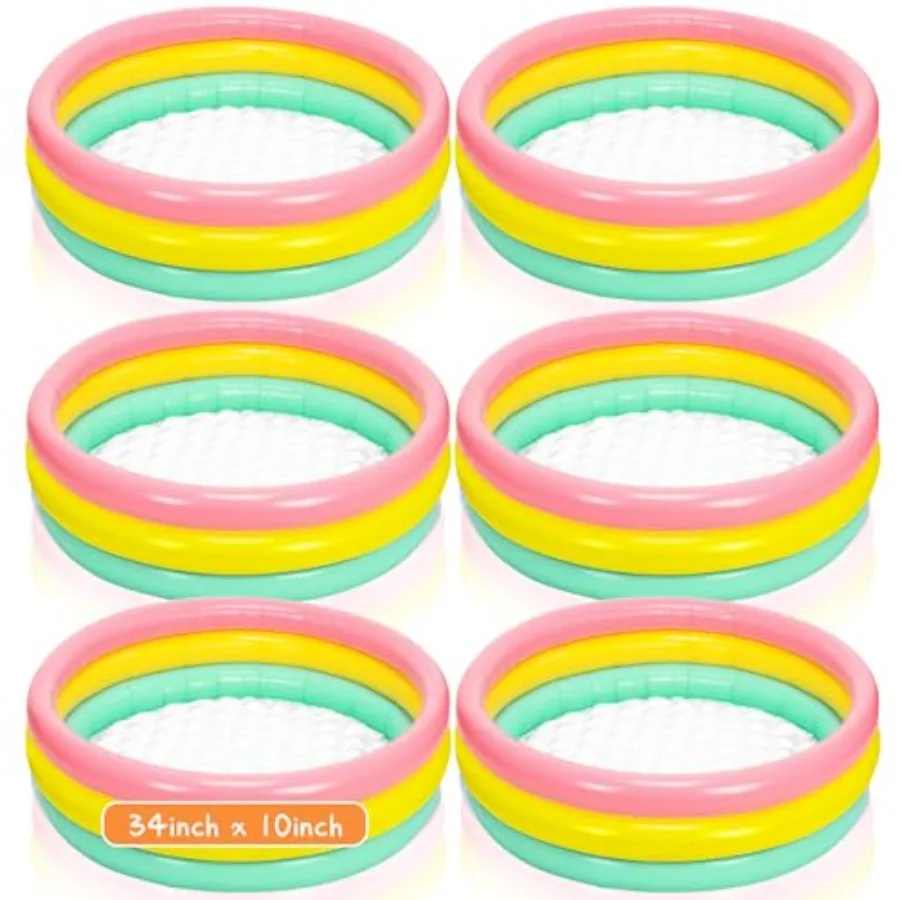 6 Pack Swimming Pool 34 x 10 Inch Inflatable Swimming Pool Small Blow up 3 Rings Round Padding Ball Pond for Indoor and Outdoor
6 Pack Swimming Pool 34 x 10 Inch Inflatable Swimming Pool Small Blow up 3 Rings Round Padding Ball Pond for Indoor and Outdoor