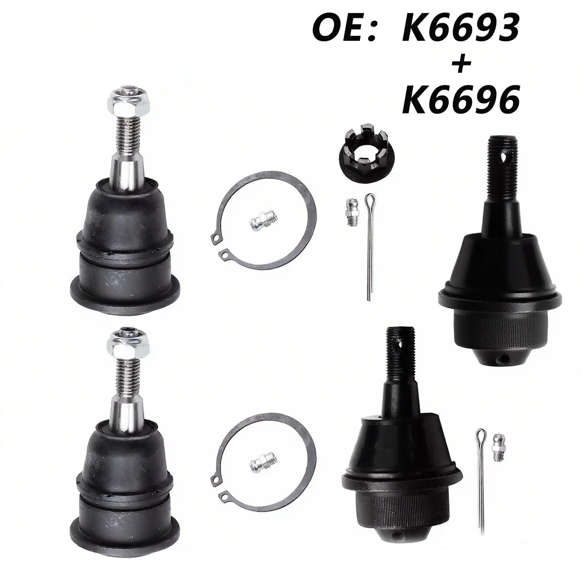 4PCS 2x K6693+2x K6696 Front Upper & Lower Ball Joints for CHEVROLET AVALANCHE Chevy GMC Silverado Sierra 2500 3500 HD H2
4PCS 2x K6693+2x K6696 Front Upper & Lower Ball Joints for CHEVROLET AVALANCHE Chevy GMC Silverado Sierra 2500 3500 HD H2