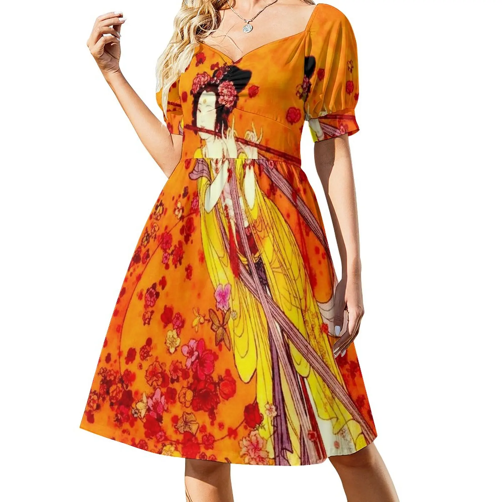 JAPANESE GEISHA PLAYING FLUTE: Vintage Tourism Print Dress Bridesmaid dress woman women's luxury party dress
JAPANESE GEISHA PLAYING FLUTE: Vintage Tourism Print Dress Bridesmaid dress woman women's luxury party dress