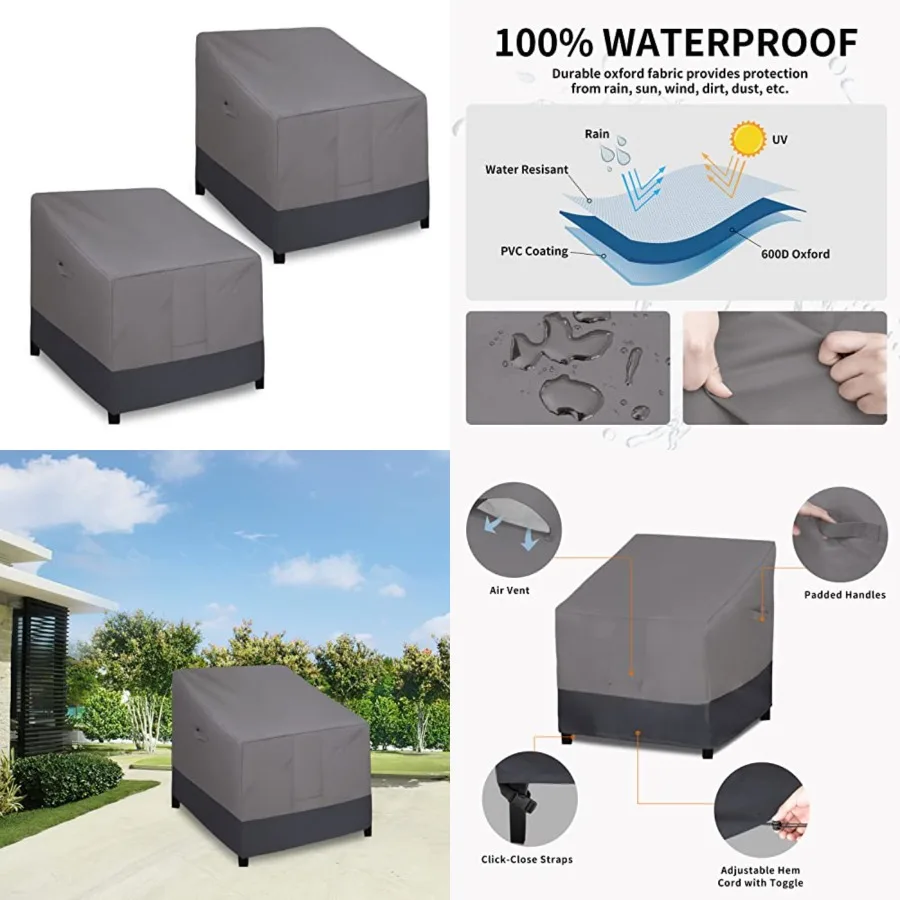 Outdoor Chair Cover Waterproof, Heavy Duty Patio Chair Cover, Windproof Outdoor Furniture Cover with Air Vent inch
Outdoor Chair Cover Waterproof, Heavy Duty Patio Chair Cover, Windproof Outdoor Furniture Cover with Air Vent inch