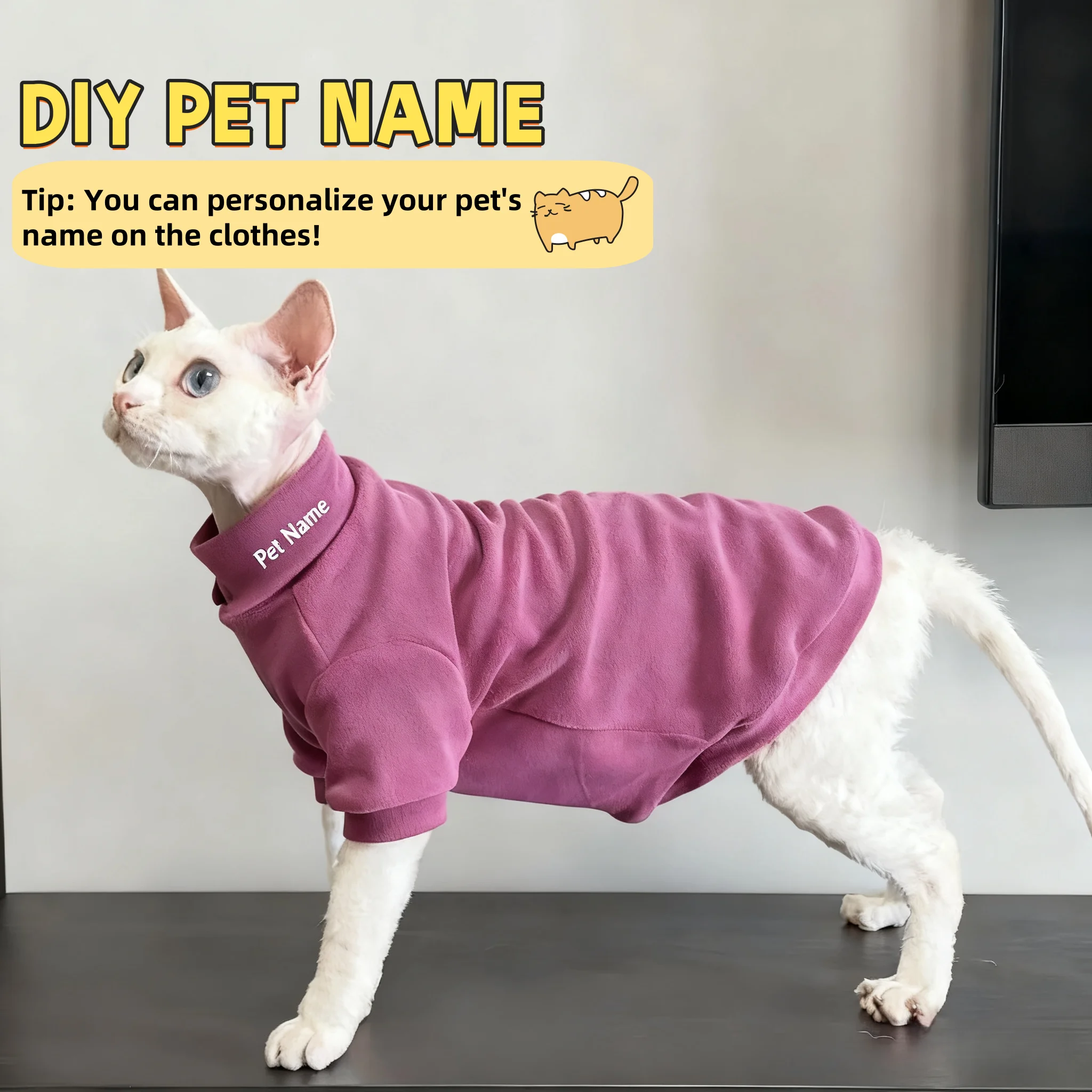 Sphynx Cat Clothes Winter Sweatshirt, Soft Stretch Knit Crewneck Clothing for Hairless Cats, Cute Warm Apparel for Indoor Pets
Sphynx Cat Clothes Winter Sweatshirt, Soft Stretch Knit Crewneck Clothing for Hairless Cats, Cute Warm Apparel for Indoor Pets