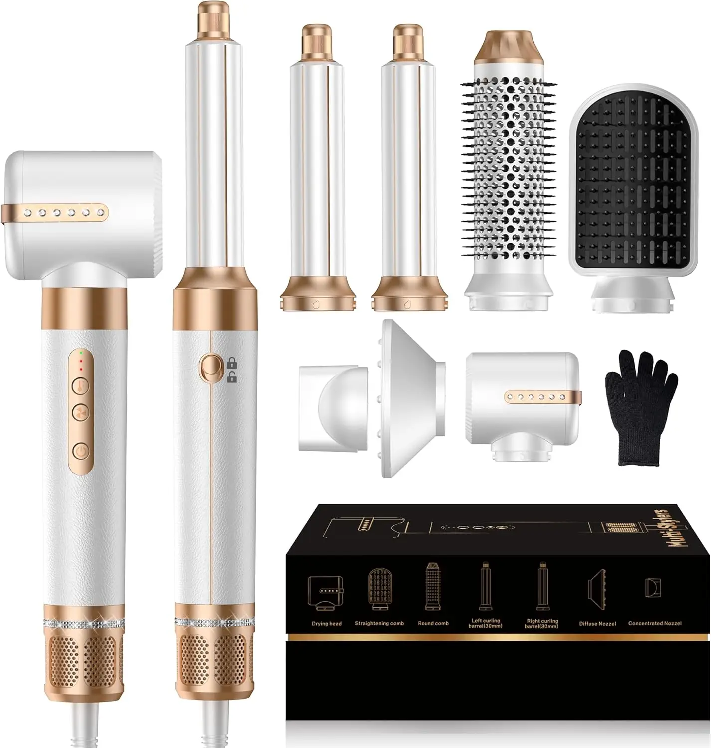 7-in-1 Hair Dryer Brush with Air Curler, Ionic Fast Drying for Volumizing, Curling, Straightening Styling Tools 100-120V
7-in-1 Hair Dryer Brush with Air Curler, Ionic Fast Drying for Volumizing, Curling, Straightening Styling Tools 100-120V