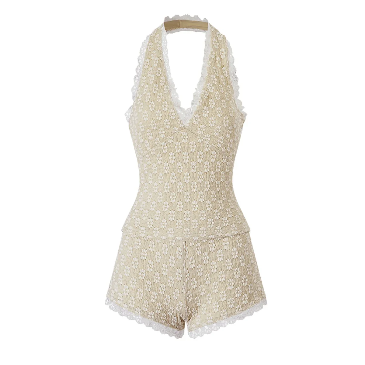 Fashion Sexy Spicy Girl Shorts Set Casual Hanging Neck Knit Top Slim Jacquard Lace Splice - Sexy Lace Outfit Two-piece Set
Fashion Sexy Spicy Girl Shorts Set Casual Hanging Neck Knit Top Slim Jacquard Lace Splice - Sexy Lace Outfit Two-piece Set