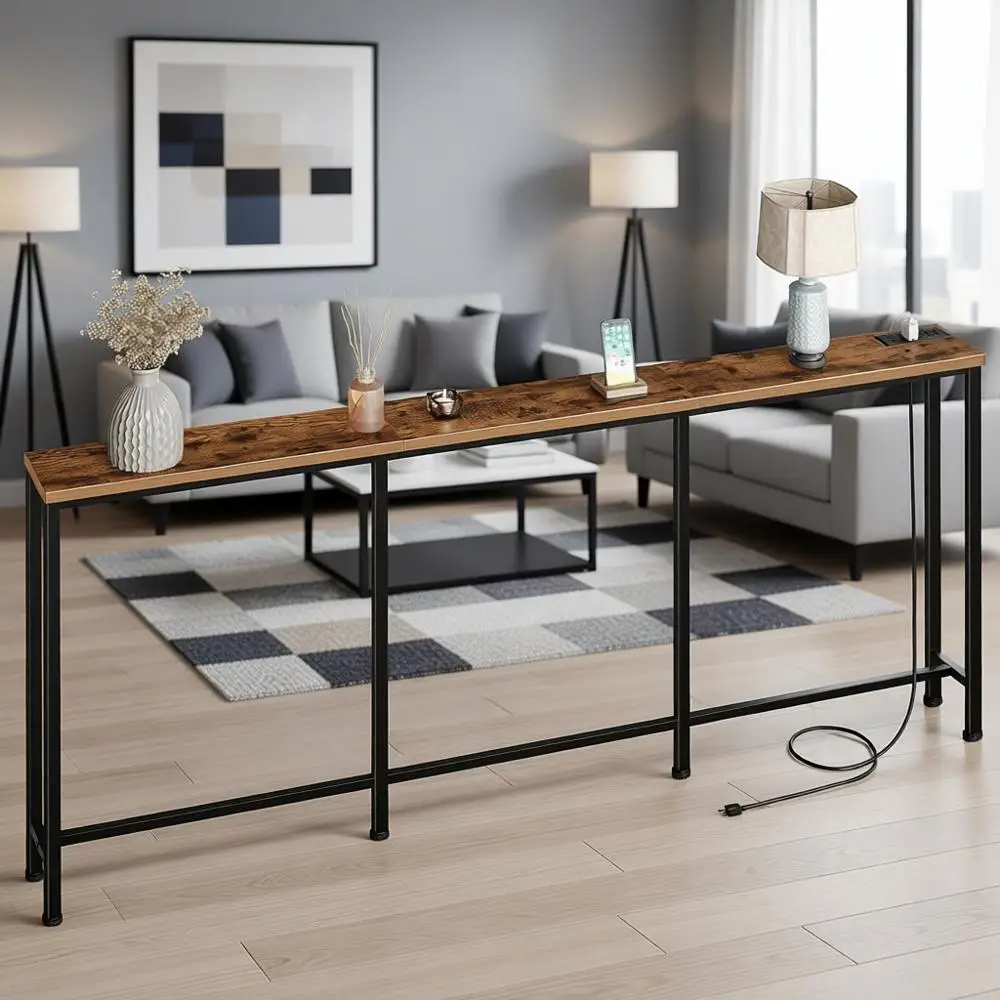 Narrow 78.7 Power Outlet Table, Skinny 7.1 Sofa Side Table, Rustic Brown & Black Entryway Console
Narrow 78.7 Power Outlet Table, Skinny 7.1 Sofa Side Table, Rustic Brown & Black Entryway Console