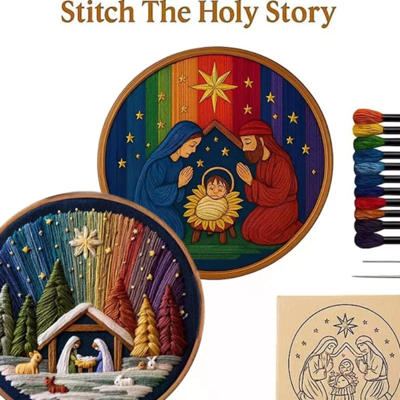 DIY Nativity Embroidery Set – Stitch The Holy Story, Chrismas DIY Embroidery Doll Set, Complete Nativity Scene Kit
DIY Nativity Embroidery Set – Stitch The Holy Story, Chrismas DIY Embroidery Doll Set, Complete Nativity Scene Kit