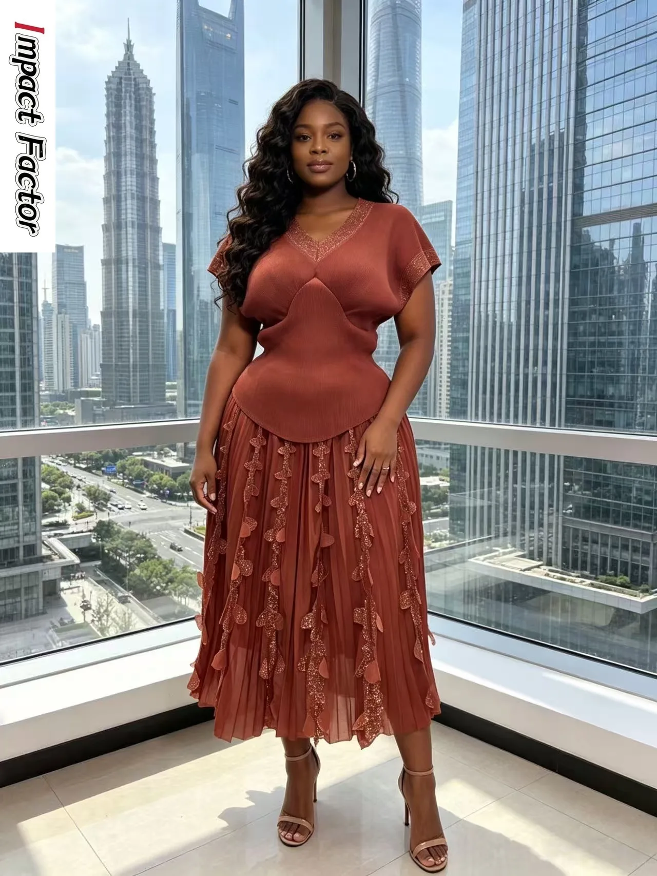 Miyake 2026 Spring and Summer Retro High Waist Thin Bronzing Suit Women V-neck Bat Sleeve Versatile T-shirt Skirt Two-piece Suit
Miyake 2026 Spring and Summer Retro High Waist Thin Bronzing Suit Women V-neck Bat Sleeve Versatile T-shirt Skirt Two-piece Suit