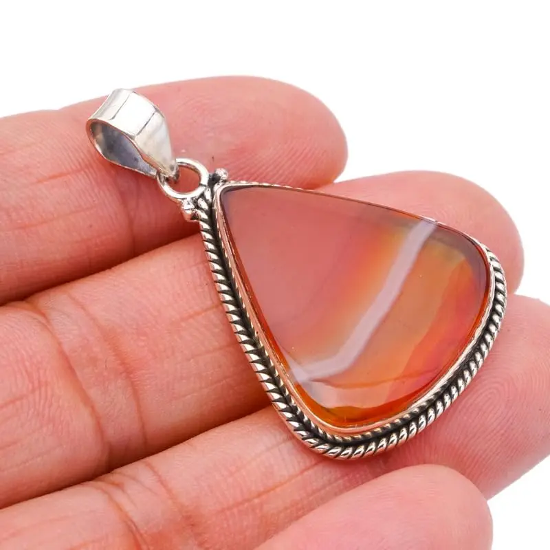 StarGems® Natural Botswana Agate Handmade 925 Sterling Silver Pendant 1.75" F4465
StarGems® Natural Botswana Agate Handmade 925 Sterling Silver Pendant 1.75" F4465