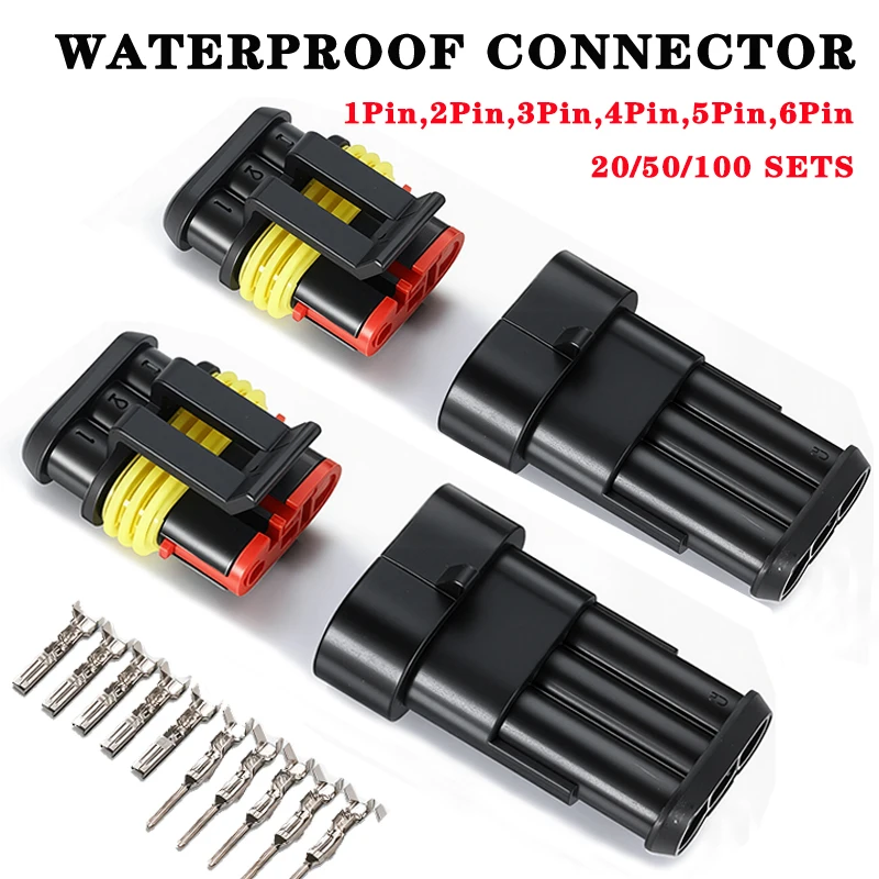 20/50/100Sets 5Pairs 2Pin Waterproof Connector Male Female 20AWG Quick Connect Car Truck Boat Marine Electrical Terminals
20/50/100Sets 5Pairs 2Pin Waterproof Connector Male Female 20AWG Quick Connect Car Truck Boat Marine Electrical Terminals