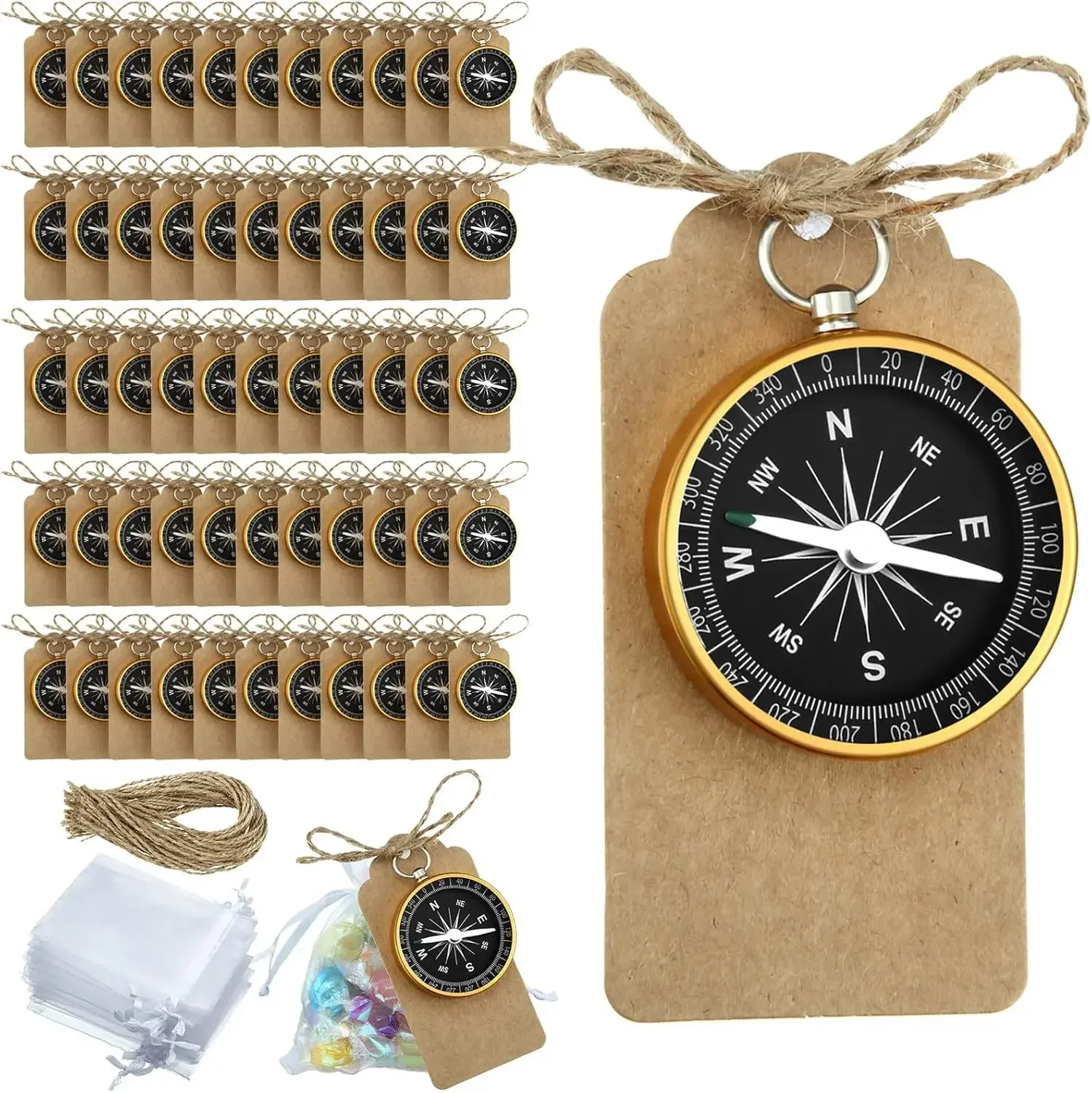 50 Sets Compass Wedding Favors with Kraft Tags & Organza Bags for Nautical Theme Party
50 Sets Compass Wedding Favors with Kraft Tags & Organza Bags for Nautical Theme Party