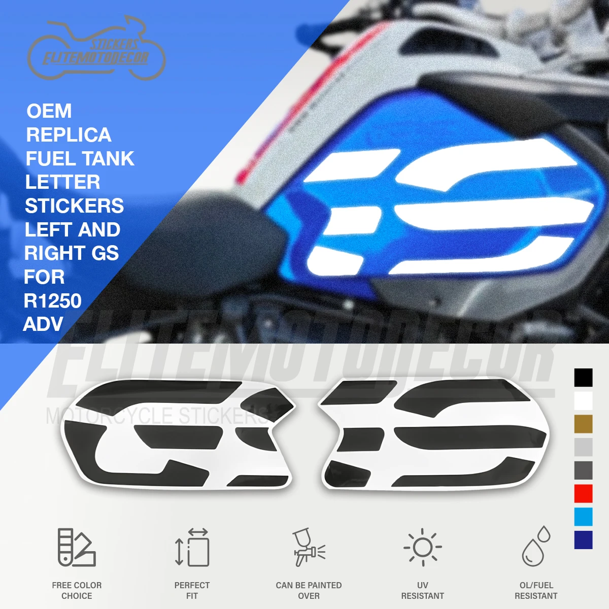 For bmw Stickers Motorcycle Accessories OEM Replica Fuel tank letter Stickers Left and Right GS For R1250GS ADV decal kit
For bmw Stickers Motorcycle Accessories OEM Replica Fuel tank letter Stickers Left and Right GS For R1250GS ADV decal kit