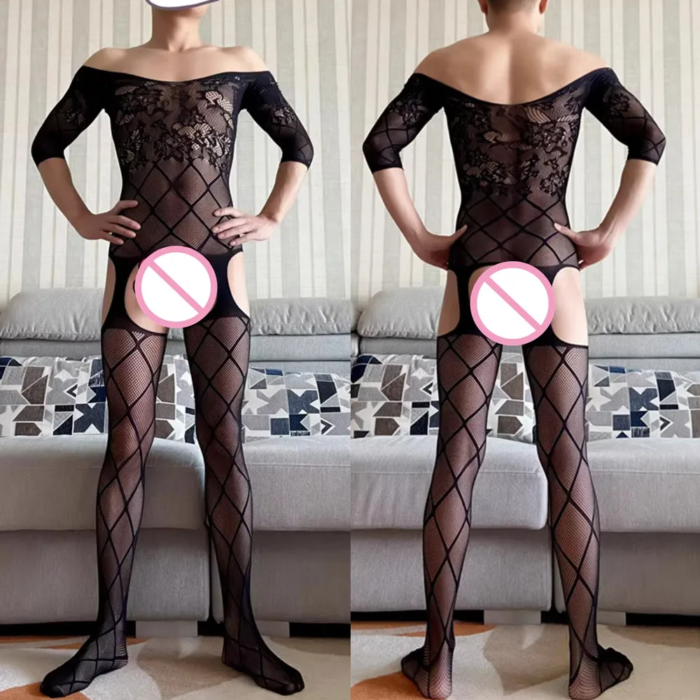 Sexy Transparent Jumpsuit See Through Hollow Husband Night Club Wear Male Nightwear Sissy Fishnet Sleepwear Crothless Tight
Sexy Transparent Jumpsuit See Through Hollow Husband Night Club Wear Male Nightwear Sissy Fishnet Sleepwear Crothless Tight