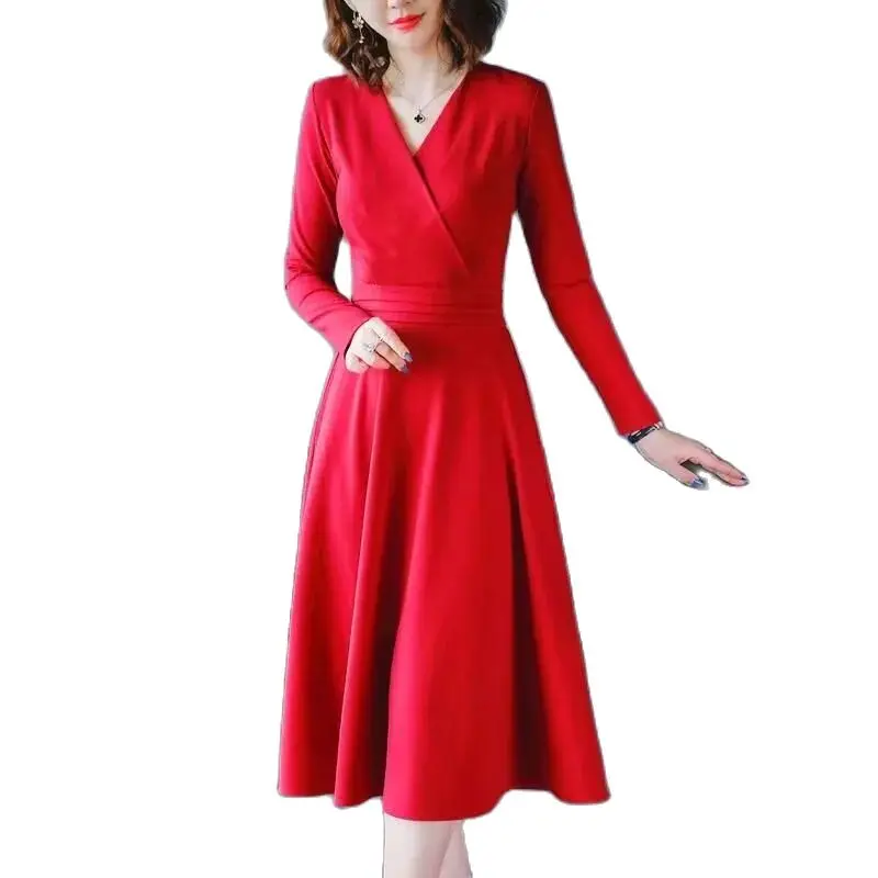 V-neck Dress Hot High Waist Chic Party Women's Dresses sale Autumn Red Black Stitching Office Sheath Bodycon Pencil Dress
V-neck Dress Hot High Waist Chic Party Women's Dresses sale Autumn Red Black Stitching Office Sheath Bodycon Pencil Dress
