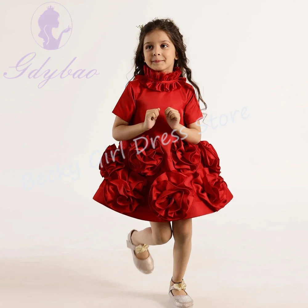 Customized Red Flower Girl Dresses For Wedding High Collar 3D Flowers Satin Lovely Little Girl Birthday Party Banquet Ball Gown
Customized Red Flower Girl Dresses For Wedding High Collar 3D Flowers Satin Lovely Little Girl Birthday Party Banquet Ball Gown