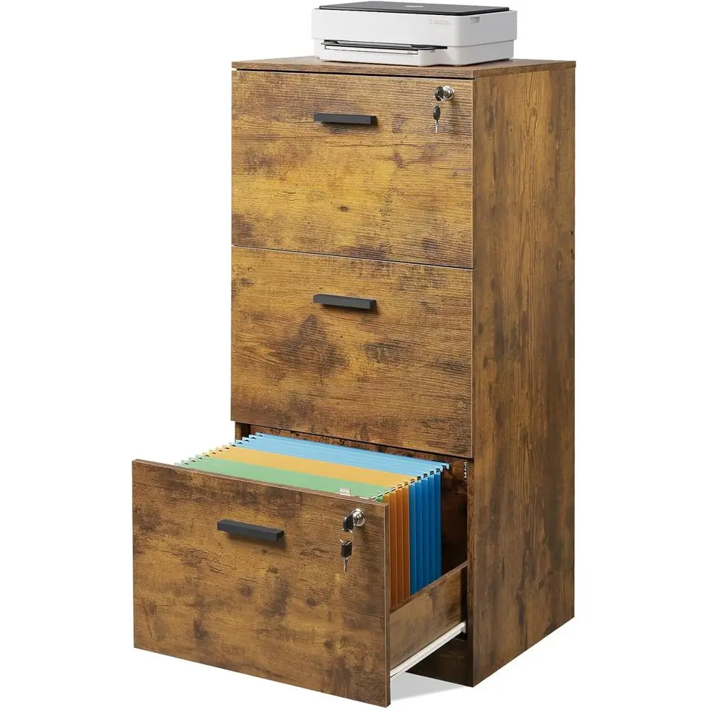 Rustic Brown Wooden Filing Cabinet with Lock for Home Office, Suitable for Printer and A4 Documents
Rustic Brown Wooden Filing Cabinet with Lock for Home Office, Suitable for Printer and A4 Documents