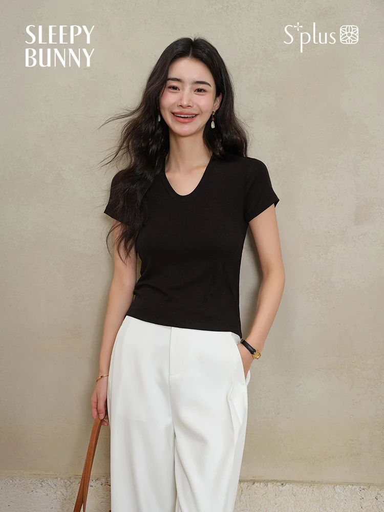 Slim Fit Knit T-Shirt Women Summer Short Sleeve U Neck Ribbed Top Soft Stretchy Basic Undershirt Office or Casual Layering Look
Slim Fit Knit T-Shirt Women Summer Short Sleeve U Neck Ribbed Top Soft Stretchy Basic Undershirt Office or Casual Layering Look
