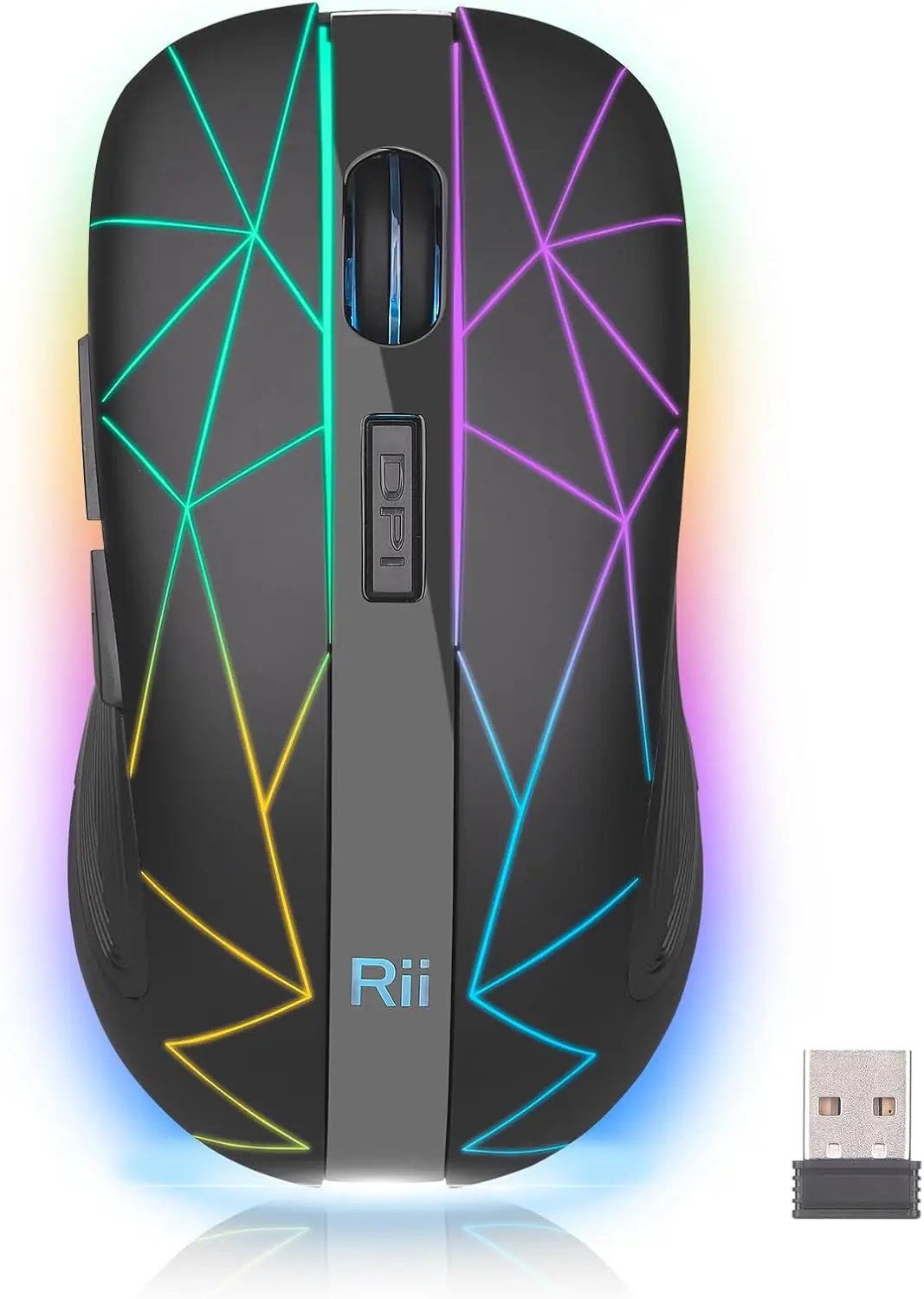 Wireless Mouse 2.4G Rechargeable RGB Gaming Mouse 5 Buttons USB Nano Receiver for Laptop PC Computer Black
Wireless Mouse 2.4G Rechargeable RGB Gaming Mouse 5 Buttons USB Nano Receiver for Laptop PC Computer Black